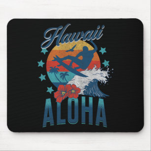 Aloha Beach Hawaii Surfing Vintage Hawaiian Retro Mouse Pad