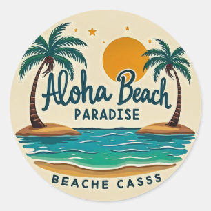 Aloha Beach Paradise: Your Tropical Escape Awaits Classic Round Sticker