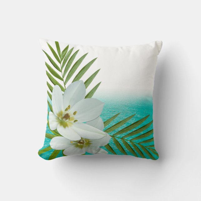 Aloha Beach Tropical Flowers Cushion (Front)