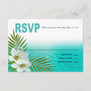 Aloha Beach Tropical Flowers RSVP Card