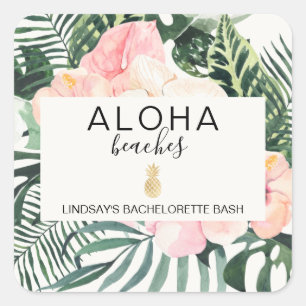 Aloha Beaches Bachelorette Square Sticker