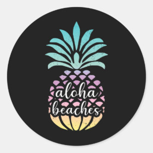 Aloha Beaches Hawaii Hawaiian Pineapple Cute Beach Classic Round Sticker