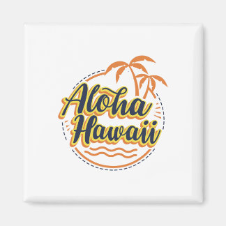 Aloha Beaches Hawaii Palms Vintage Surfer Shirt  Magnet