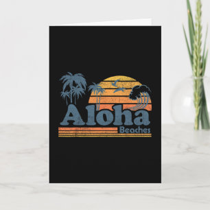 Aloha Beaches Hawaii Vintage Beach Surfing Retro H Card