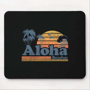 Aloha Beaches Hawaii Vintage Beach Surfing Retro H Mouse Pad