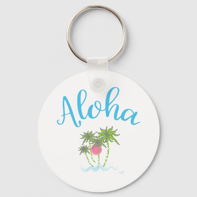 Aloha Beaches Hawaiian Style Summer Key Ring (Front)