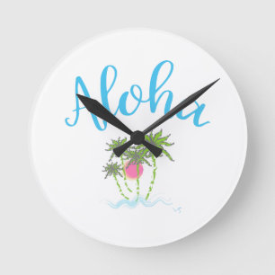 Aloha Beaches Hawaiian Style Summer Round Clock