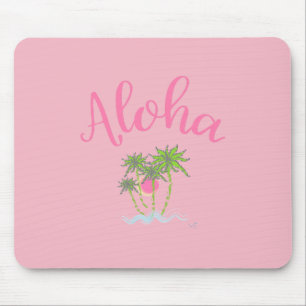 Aloha Beaches Hawaiian Style Summer Tropical Pink Mouse Pad