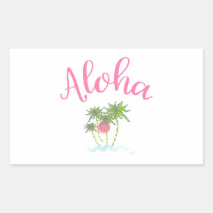 Aloha Beaches Hawaiian Style Summera Rectangular Sticker