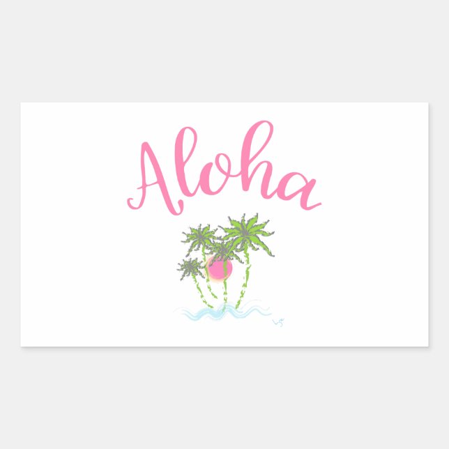 Aloha Beaches Hawaiian Style Summera Rectangular Sticker (Front)