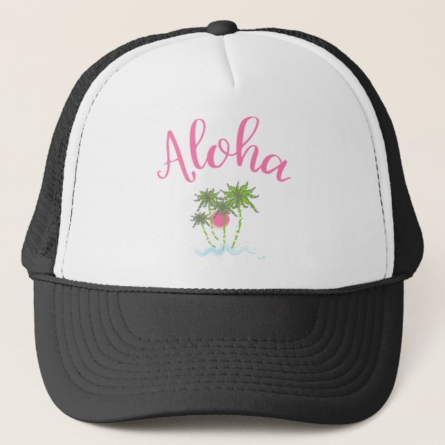 Aloha-Beaches Hawaiian Style Vacation Cool Trucker Hat (Front)