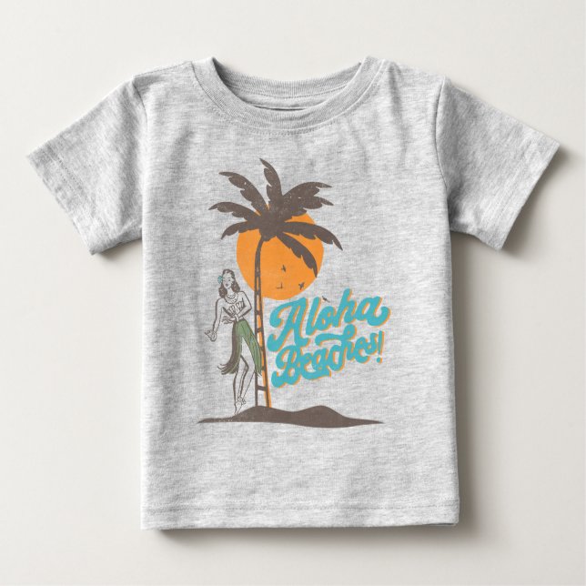Aloha Beaches Hula Girl Hawaii Hawaiian Retro  Baby T-Shirt (Front)