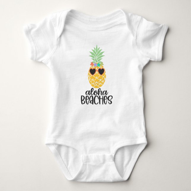 Aloha Beaches Pineapple Baby Bodysuit (Front)