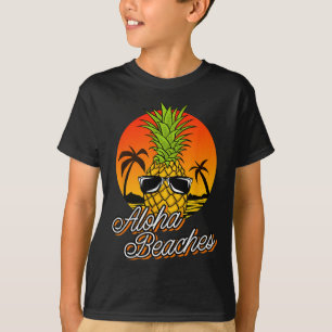 Aloha Beaches Pineapple Cool Vintage Hawaiian Summ T-Shirt