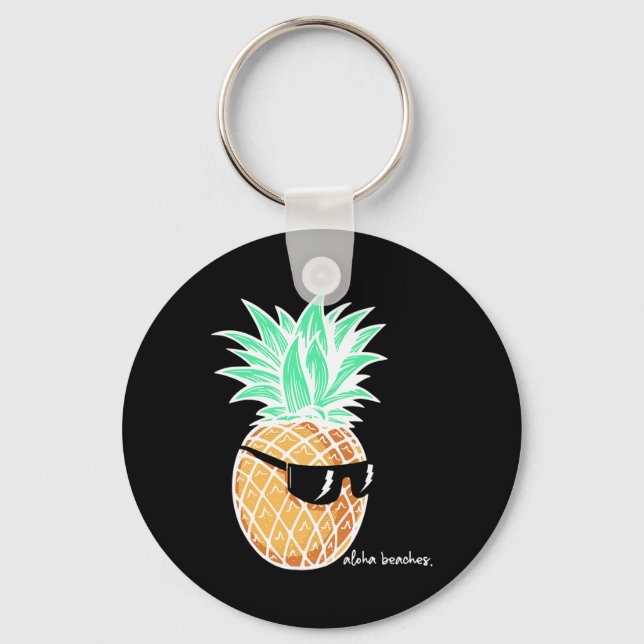 Aloha Beaches Pineapple Summer Beach Tropical Vaca Key Ring (Front)