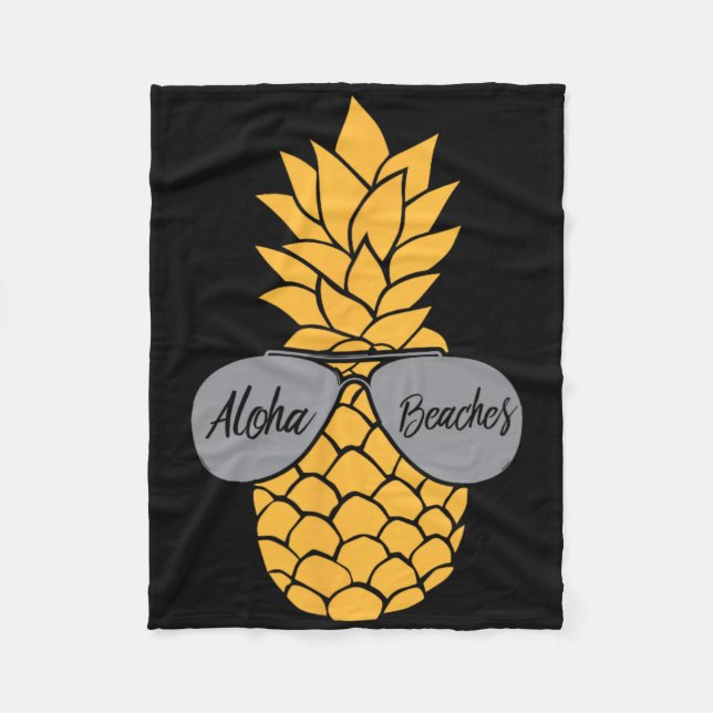 Aloha Beaches Pineapple Sungles Beach Tee  Fleece Blanket (Front)