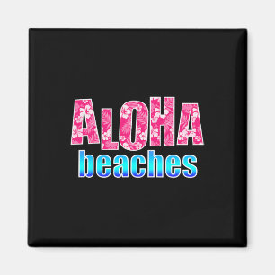 Aloha Beaches Pink Hibiscus Flower Hawaiian Hawaii Magnet