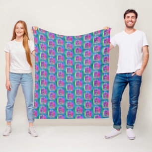 Aloha Beaches Summer Surf Pineapple Fleece Blanket