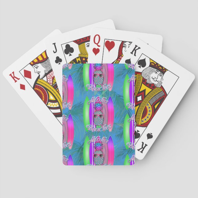 Aloha Beaches Summer Surf Pineapple Playing Cards (Back)