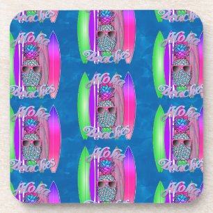 Aloha Beaches Summer Surfing Pineapple Coaster