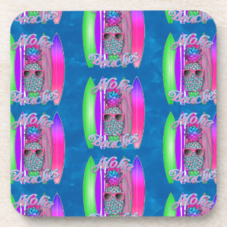 Aloha Beaches Summer Surfing Pineapple Coaster