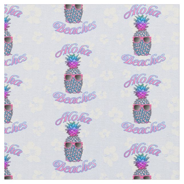 Aloha Beaches Tropical Pineapple Fabric (Close Up)