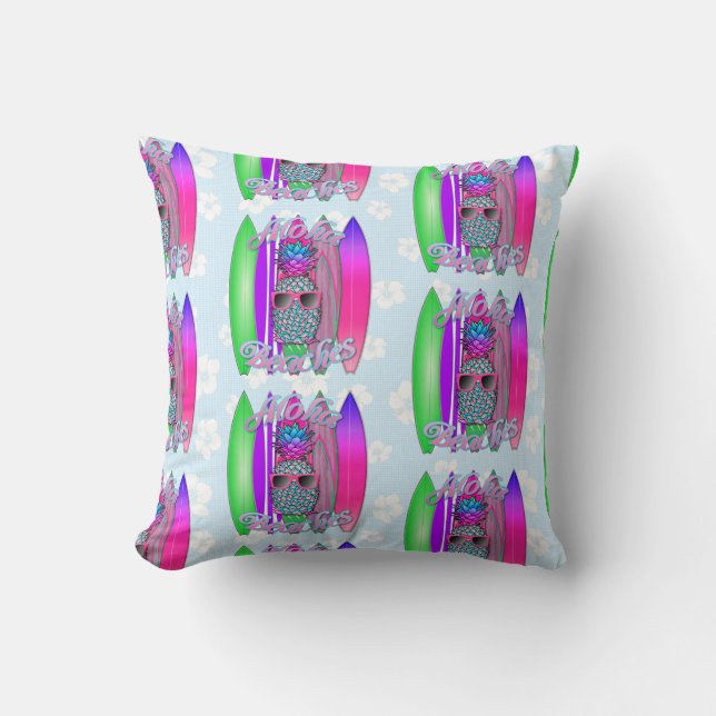 Aloha Beaches Tropical Surf Pineapple Cushion (Front)