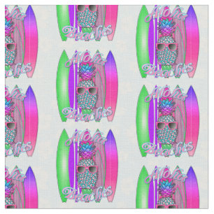 Aloha Beaches Tropical Surf Pineapple Fabric