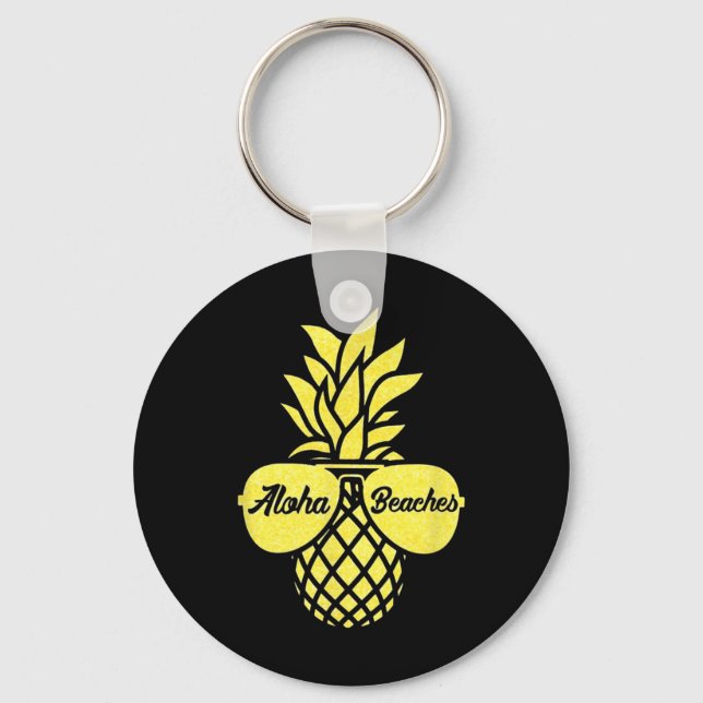 Aloha Beaches Yellow Pineapple Gift Hawaii Sungles Key Ring (Front)