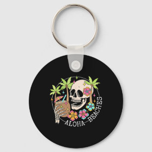 Aloha Beachs Skeleton Summer Vacation Hawaii Famil Key Ring