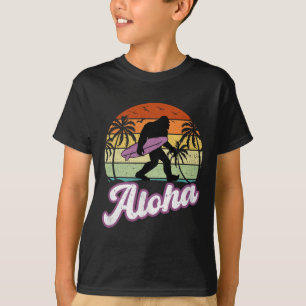 Aloha Bigfoot Cradling Surfboard Sasquatch In Hawa T-Shirt