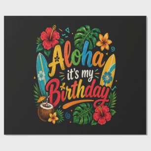 Aloha Birthday Hibiscus Hawaii Wrapping Paper