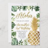 Aloha Birthday Luau Hawaiian Gold Pineapple Party