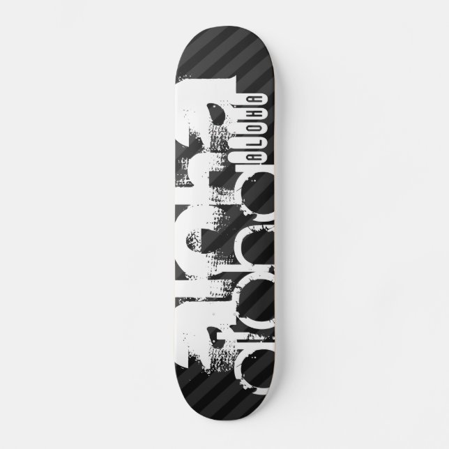 Aloha; Black & Dark Grey Stripes Skateboard (Front)