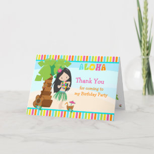 Aloha Black Hair Girl Thank You Card