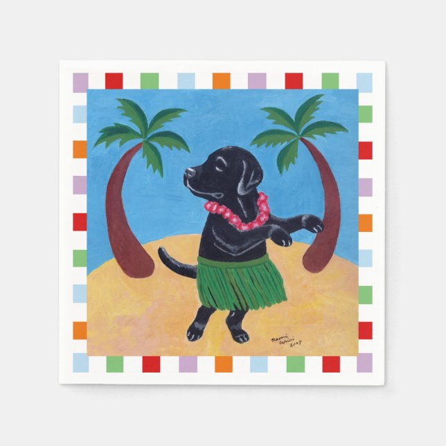 Aloha Black Lab Painting Napkin (Front)