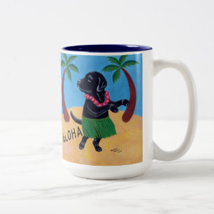 Aloha Black Labrador Two-Tone Coffee Mug