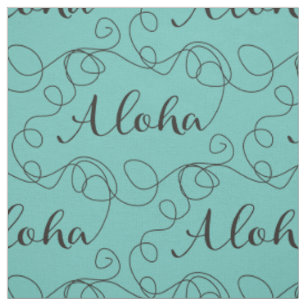 ALOHA black seamless pattern with LINES Fabric