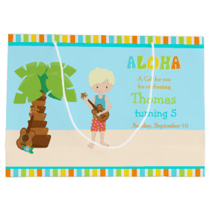 Aloha Blonde Boy Thank You Large Gift Bag
