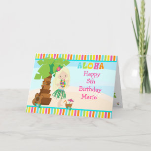 Aloha Blonde Hair Girl  Card