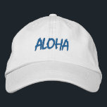 ALOHA Blue and White Embroidered Hat<br><div class="desc">ALOHA Blue and White Embroidered cotton hat. Makes a wonderful gift for anybody who loves Hawaii! If you would prefer to have your personal text then simply select "Personalise this template" details button to enter your choice of custom text. Embroidery is also customisable to other colour choices by selecting the...</div>