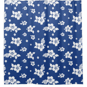 Aloha Blue Classic Hawaiian Seamless Pattern Shower Curtain