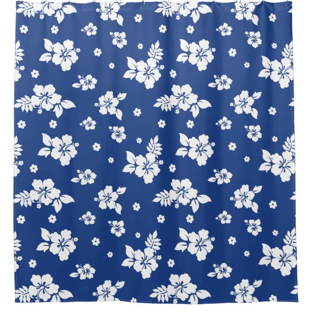 Aloha Blue Classic Hawaiian Seamless Pattern Shower Curtain (Front)