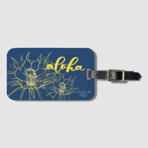 Aloha Blue Yellow Cereus Luggage Tags