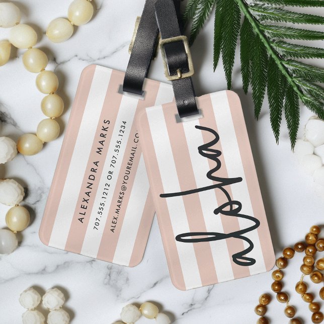 Aloha | Blush Pink Personalised Luggage Tag (Creator Uploaded)