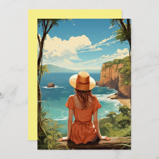 Aloha Breeze, Greetings from tropical island  Holiday Card (Front/Back)