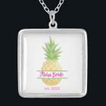 Aloha Bride Wedding Date  Silver Plated Necklace<br><div class="desc">Celebrate being a new bride with this pineapple wedding date necklace.
Change the wording and the date to your own details.
This can also be customised for your wedding party. 
Change to Aloha Tribe and remove the date.</div>