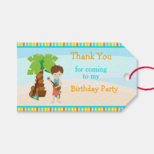 Aloha Brown Hair Boy Gift Tags