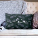 Aloha calligraphy script navy pineapple pattern lumbar cushion<br><div class="desc">“Aloha”. Bring a bit of Hawaiian island hospitality into your home with this chic, striking, stylish, modern lumbar throw pillow sporting crisp, white handwritten script typography over a graphic, pineapple pattern in two shades of dark navy steel blue. Makes a fun and stylish statement every time you relax on it....</div>