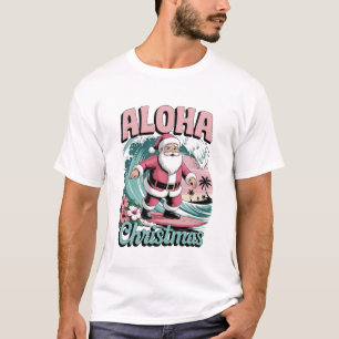 Aloha Christmas Hawaii Santa Surfing Tropical T-Shirt